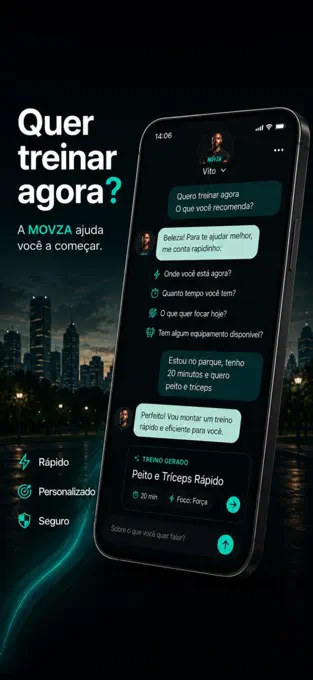 A MOVZA na prática: conversa no aplicativo para começar um treino